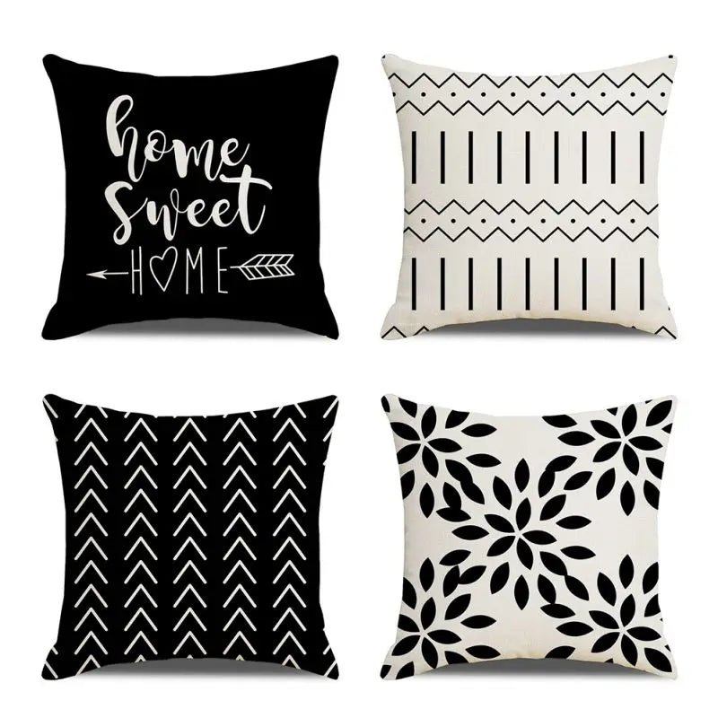 Set of 4 Navy Blue Throw Pillow Covers – 18x18 Inch Decorative Boho Accent Pillowcases for Couch, Sofa, & Bed