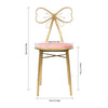 Modern Velvet Butterfly Vanity Stool – Pink Bow Knot Backrest Accent Chair for Girls’ Bedroom, Home Decor, and Makeup Vanity