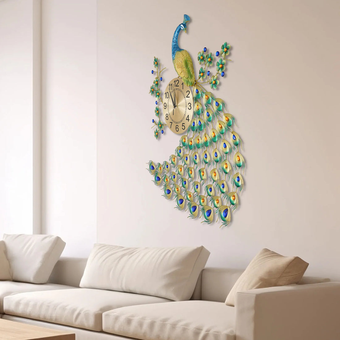 European Style Peacock Hanging Wall Clock – Elegant Wall-Mounted Clock for Luxurious Home Décor