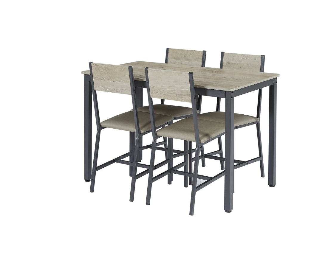 5-Piece Dining Table Set with Upholstered Chairs – Stylish & Space-Saving