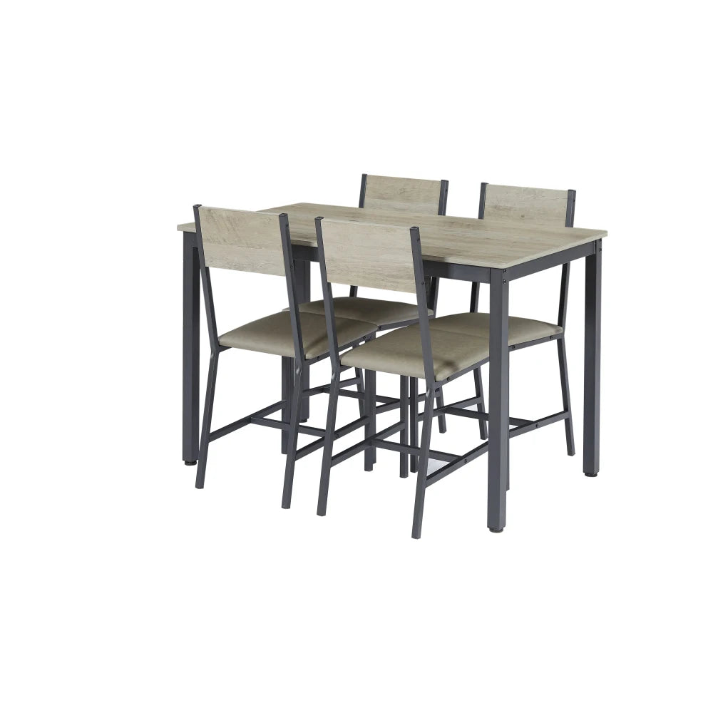 5-Piece Dining Table Set with Upholstered Chairs – Stylish & Space-Saving