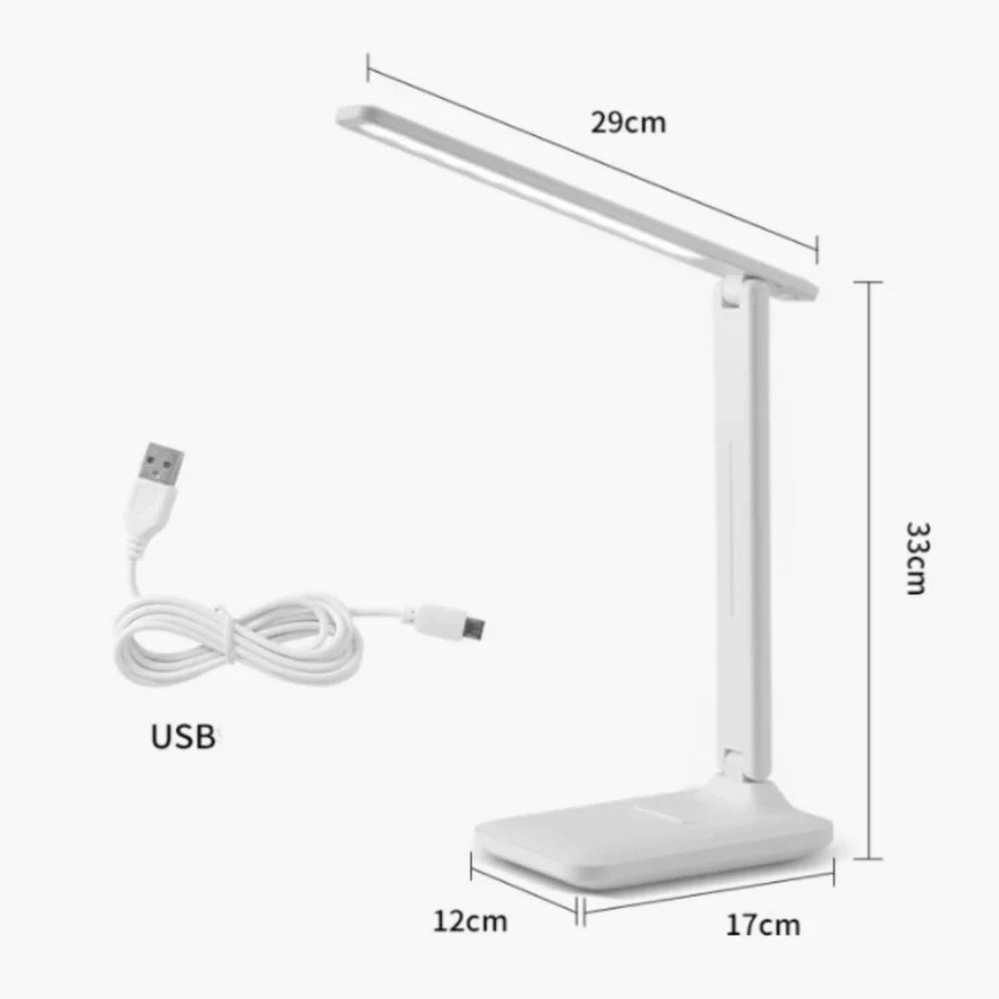 Enhanced Modern USB Chargeable LED Desk Lamp with Stepless Dimmable Settings - Convenient and Soothing Light for Bedside Reading