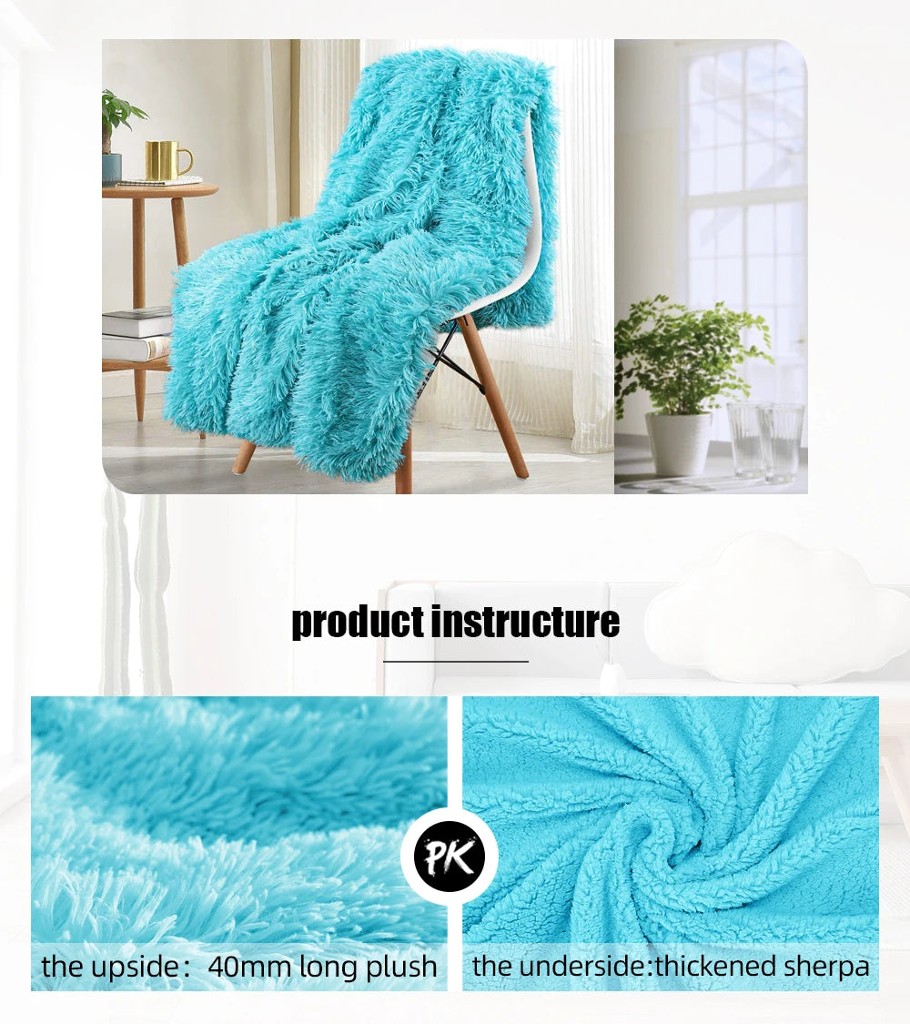 Thickened Fluffy Blanket – Double-Sided Plush Bedspread for Winter Warmth