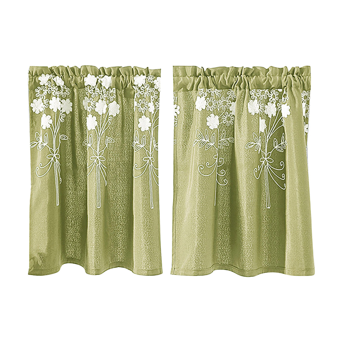 Floral Lace Short Curtains – 29 x 24 Inch Rod Curtains for Kitchen and Bedroom