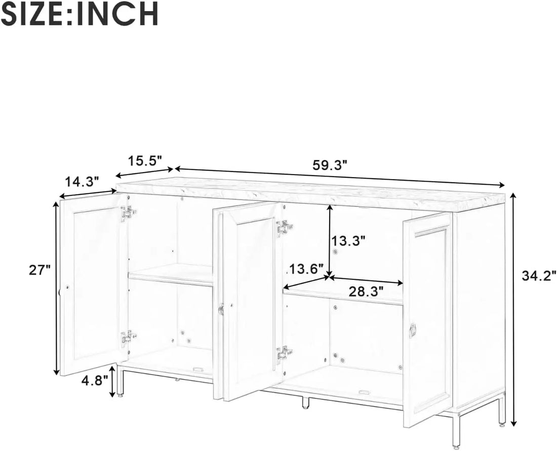 60" Modern Sideboard Buffet Accent Cabinet