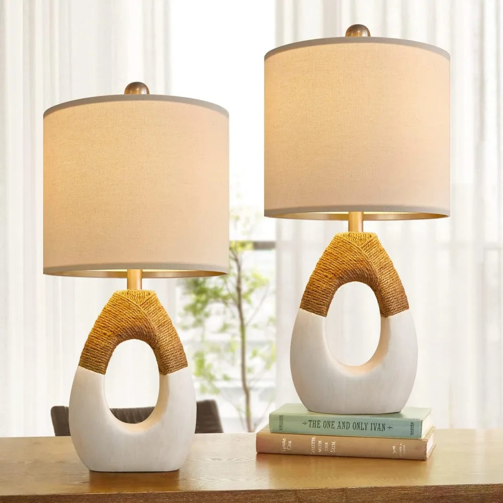 OYEARS Boho Table Lamps – Set of 2 for Rustic Elegance