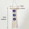 Bohemian Blue Evil Eye Handmade Cotton Tapestry - Turkish Glass Beaded Wall Hanging