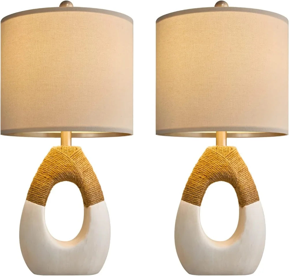 OYEARS Boho Table Lamps – Set of 2 for Rustic Elegance