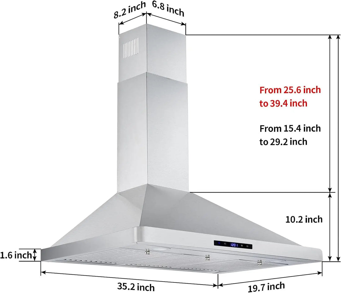 Tieasy 36-Inch Wall Mount Range Hood – 700 CFM Stainless Steel Kitchen Vent with Touch Panel, LED Lights, & Ducted/Ductless Convertible Ventilation