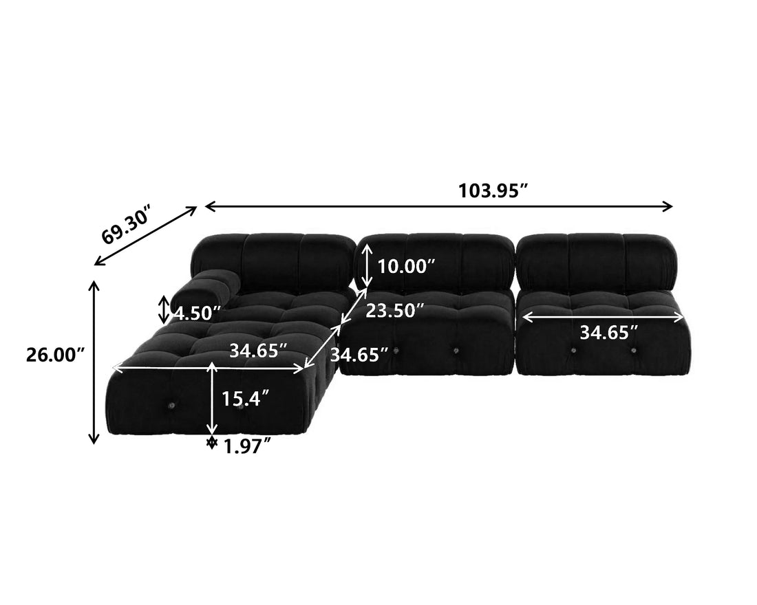 Minimalist U-Shaped Sectional Sofa with Ottomans