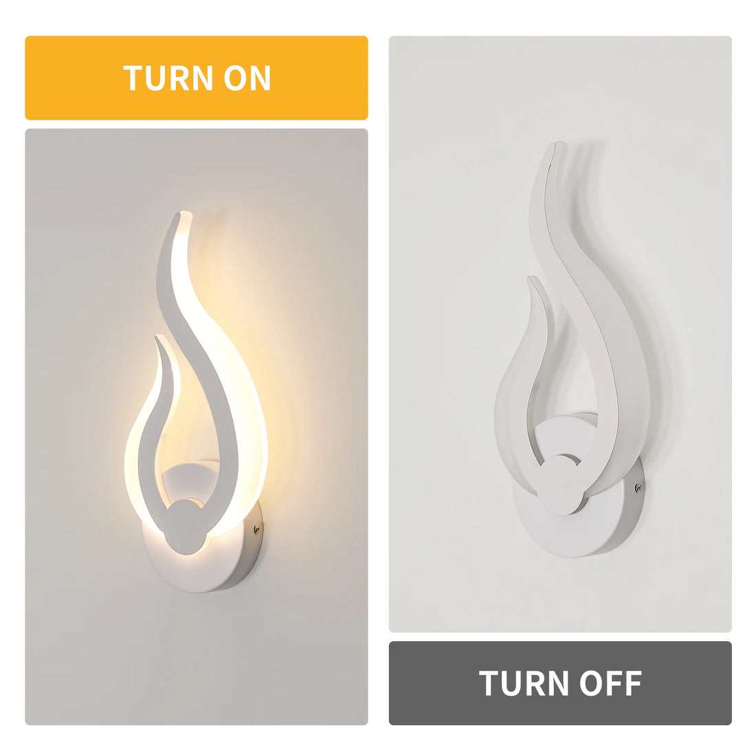 Modern LED Wall Sconces – Flame Shape LED Wall Light Fixture (3000K Warm Light)