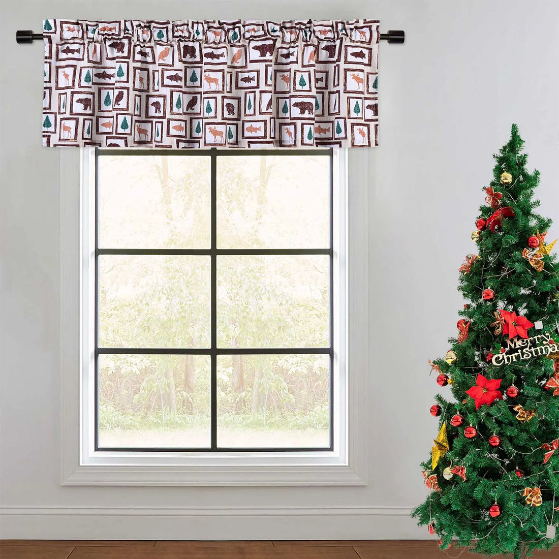 55x15" Valance Curtain for Kitchen Windows – Animals Farmhouse Home Décor