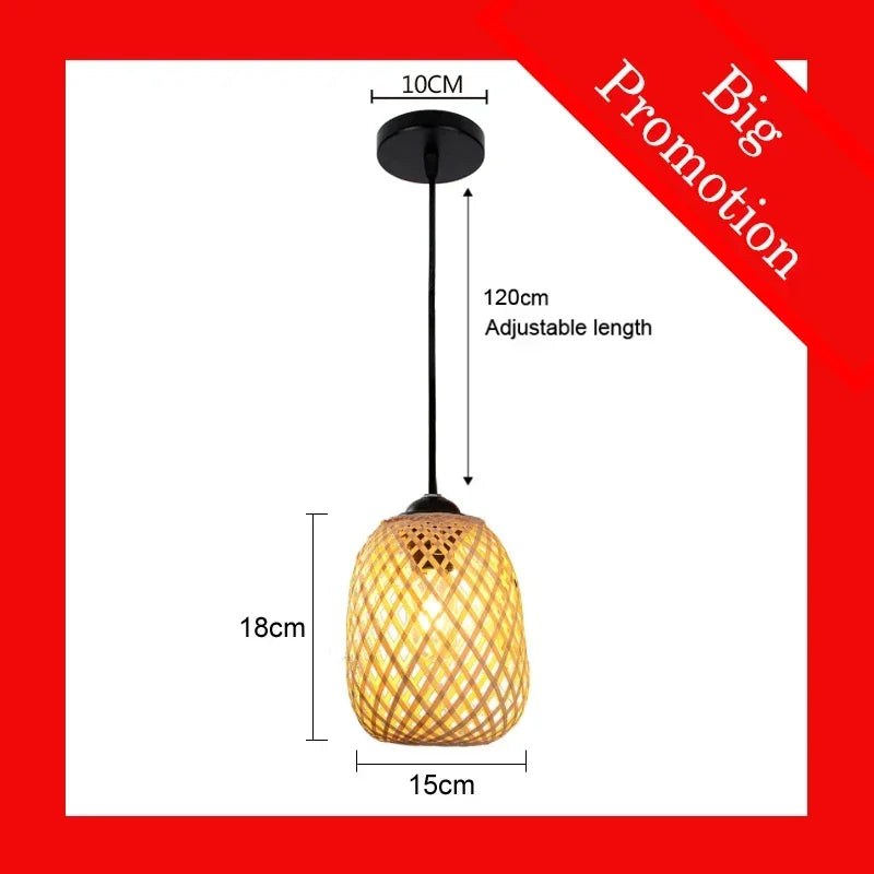 Hand-Woven Bamboo Chandelier – Southeast Asia Style Rattan Wicker Pendant Light