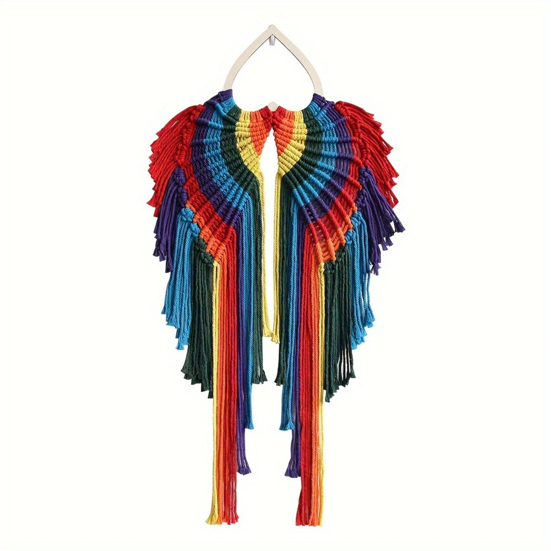 Chic Handwoven Cotton Rope Wall Tapestry – Colorful Angel Wings Wall Hanging Decor