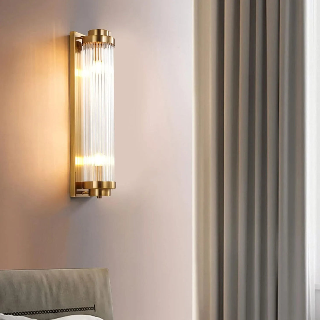 Modern Wall Sconce Light, Indoor Brass with Clear Glass Vanity Light Fixtures Wall Mount Lamp for Bathroom,Bedroom,Hallway