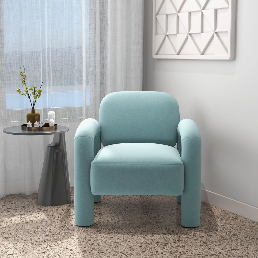 SEYNAR Mid-Century Modern Velvet Upholstered Accent Chair for Living Room