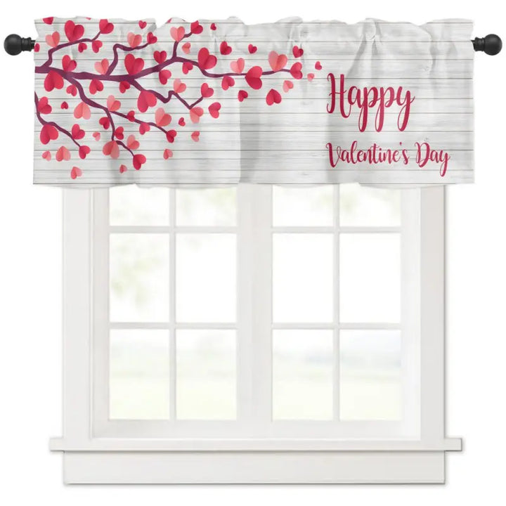 Valentine's Day Semi-Shaded Kitchen Curtain – Floral Printed Coffee Bay Half Curtain