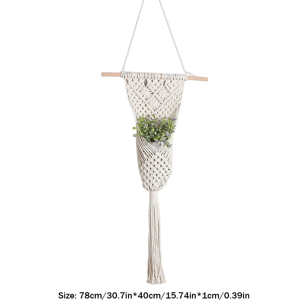 Macrame Woven Tapestry – Bohemian Round Tassel Fringe Wall Hanging for Bedroom and Baby Nursery