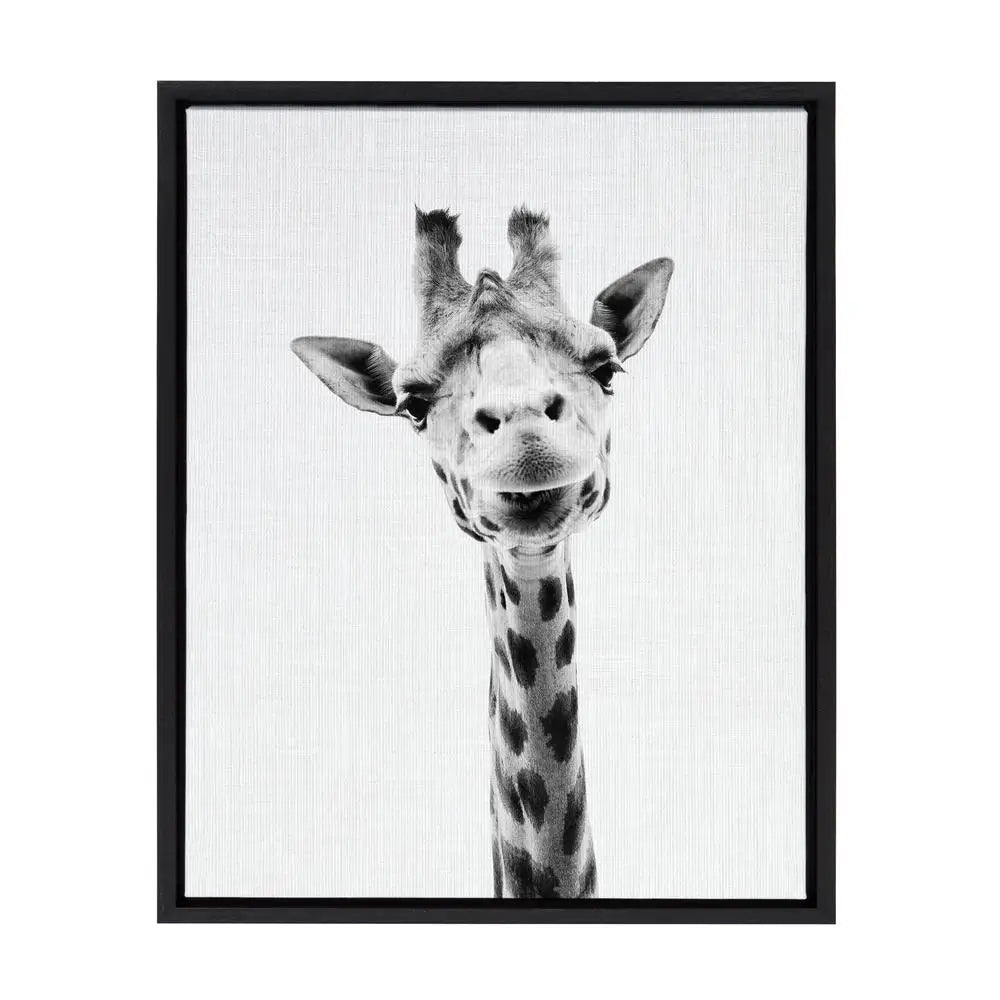 Giraffe Animal Print Portrait Wall Art by Simon Te Tai – 18x24 Black & White Nature Theme