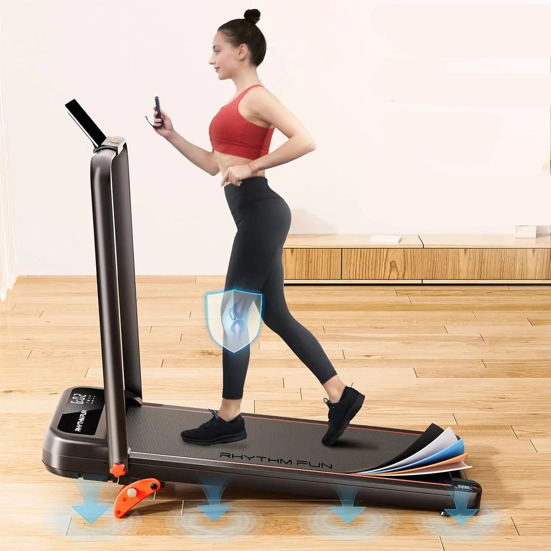 Foldable Treadmill with Handle Bar – 3-Level Incline & 300 Lbs Capacity