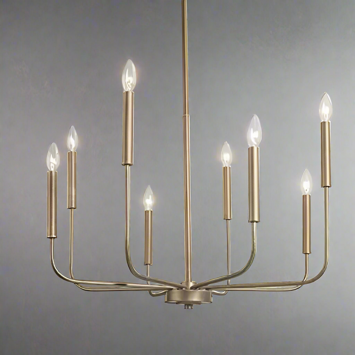 Antique Gold Chandelier – Modern 8-Light Candle Style Hanging Lighting Fixture