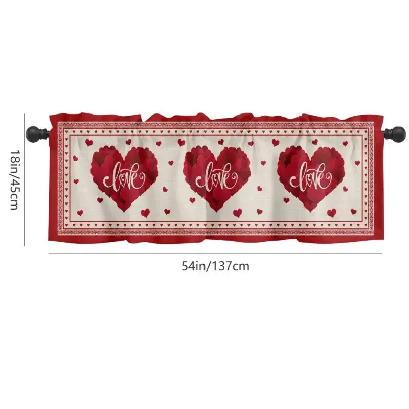 Valentine's Day Semi-Shaded Kitchen Curtain – Floral Printed Coffee Bay Half Curtain