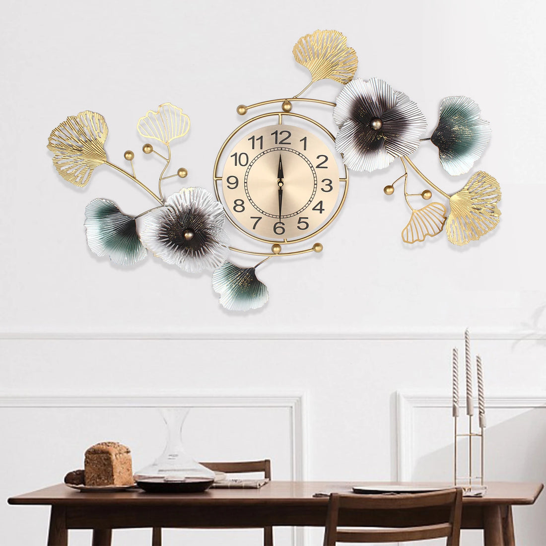 Light Luxury Ginkgo Leaf Wall Clock – Mute DIY Large Modern Wall Clock