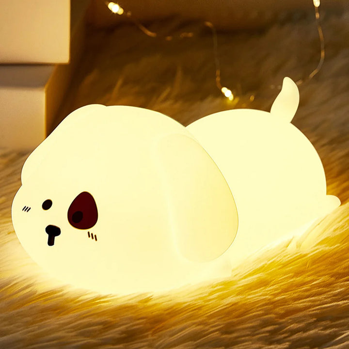 Cute Dog Night Light Dimmable Creative Animal Pat Lamp Remote Control Silicone Touch Night Lamp for Children Baby Room