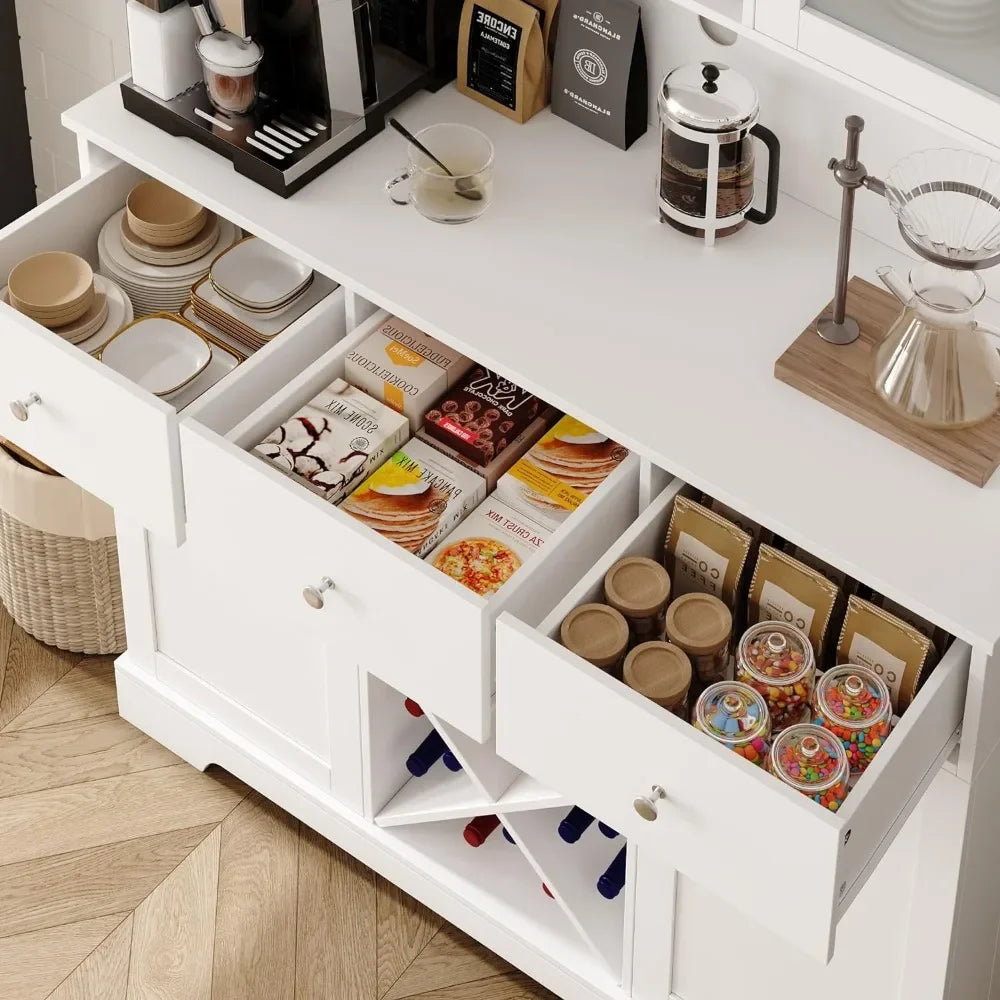 68” Tall Kitchen Pantry Cabinet with Glass Doors