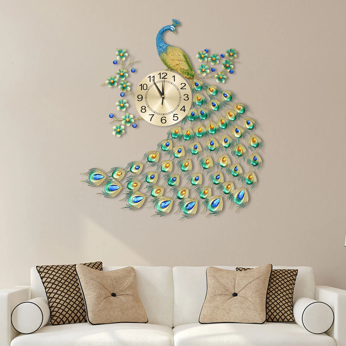 European Style Peacock Hanging Wall Clock – Elegant Wall-Mounted Clock for Luxurious Home Décor