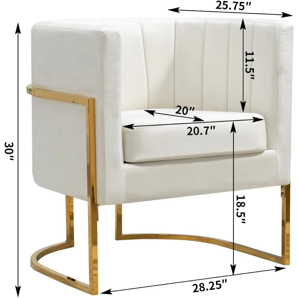 Velvet Accent Chairs Set of 2 – Mid Century Modern Barrel Armchairs with Pillow for Living Room