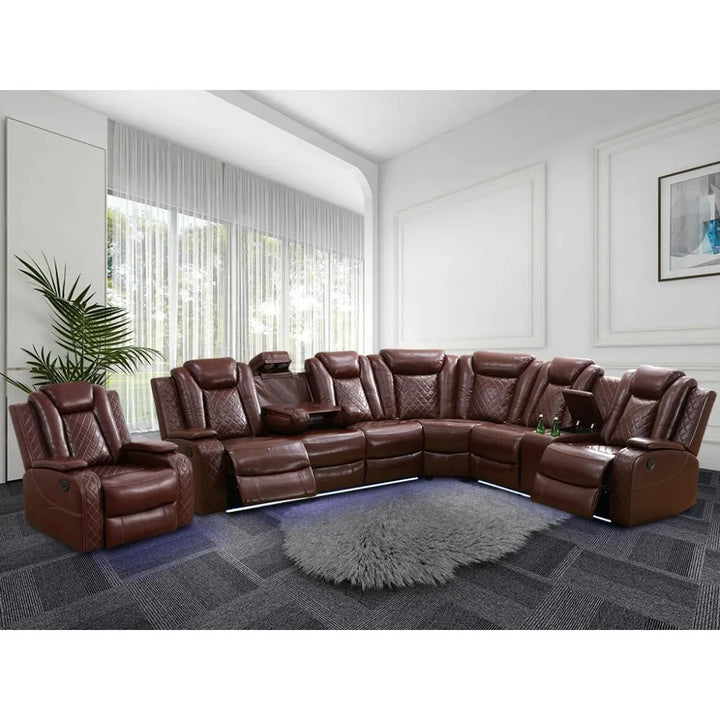 Luxury Power Reclining Sofa with LED Lights