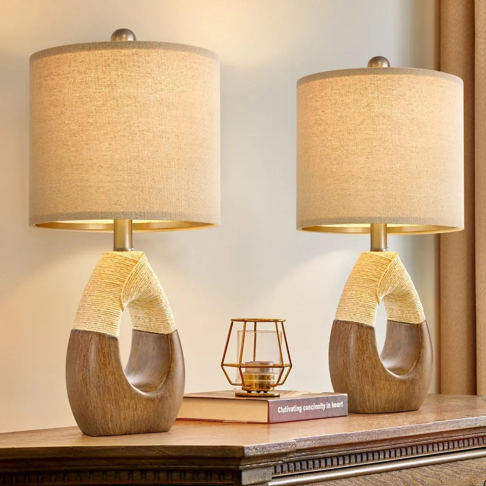 OYEARS Boho Table Lamps – Rustic Elegance in a Set of 2