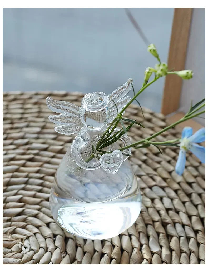 Creative Transparent Angel Hydroponic Vase – Modern Glass Flowerpot for Home Décor