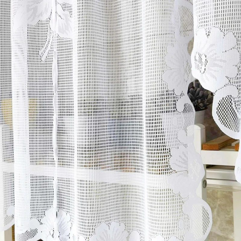 French Vintage Embroidered Kitchen Short Curtain – Romantic Lace Wavy Drapery