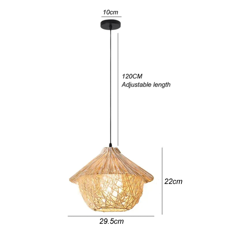 Hand-Woven Bamboo Chandelier – Southeast Asia Style Rattan Wicker Pendant Light