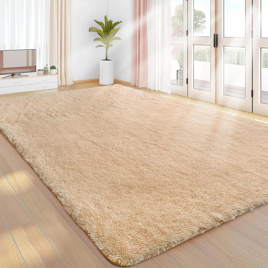 Sour Lemon 8x10 Area Rug - Soft Plush Fluffy Carpet for Bedroom & Living Room