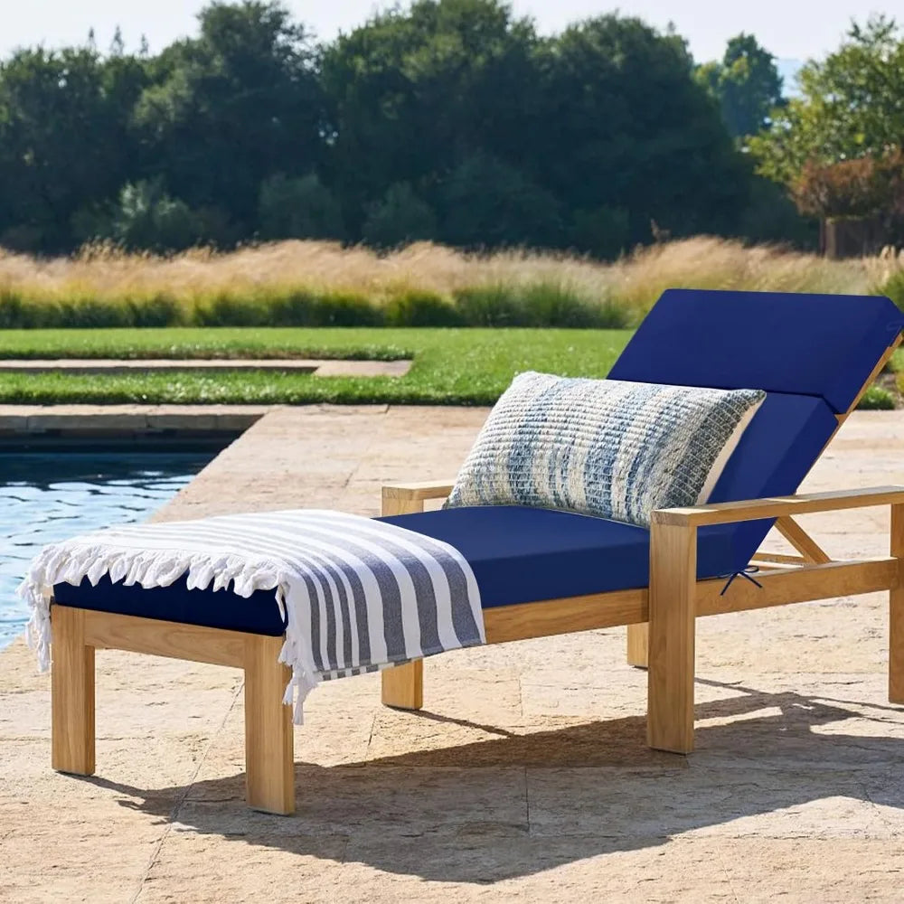 Outdoor Chaise Lounge Cushion – Waterproof Patio Chair Cushion (72in L x 21in W x 3in D) for Lawn & Poolside Furniture