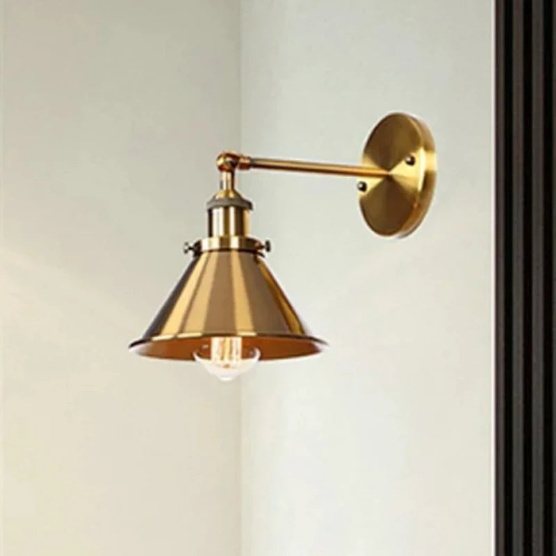 Wrought Iron & Brass Vintage Wall Lamp