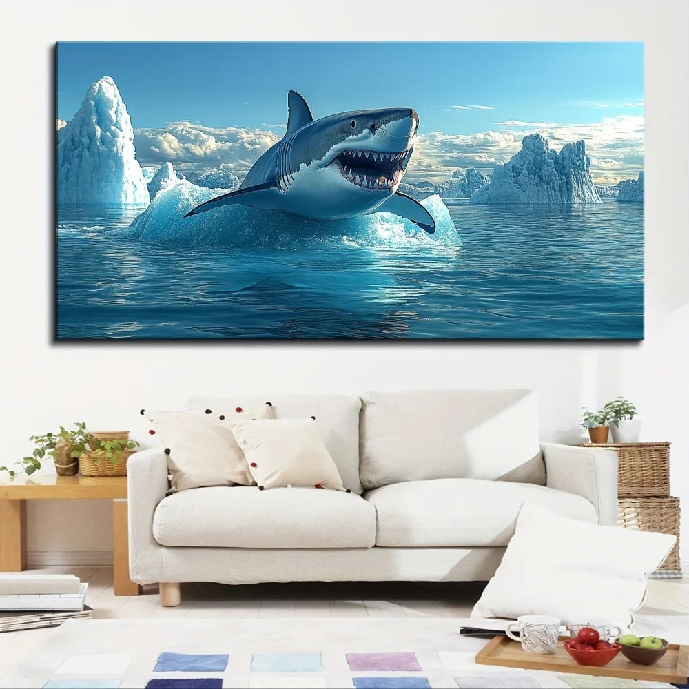 Great White Shark Canvas Print – Modern Animal Poster for Home Décor