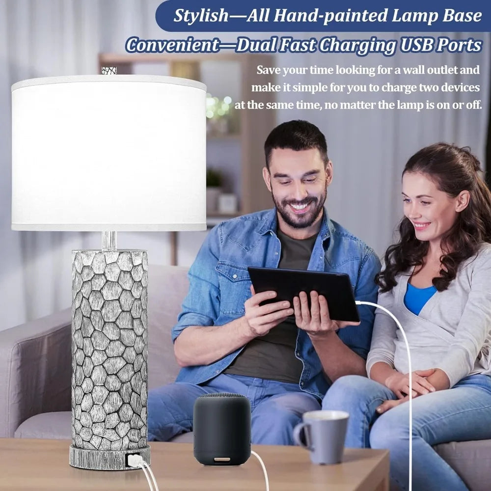 Brightever Table Lamps with Dual USB Charging Ports Set of 2