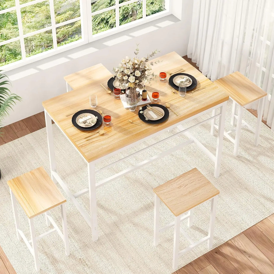 5-Piece Counter Height Bar Table & Chairs Set – Space-Saving Dining Solution