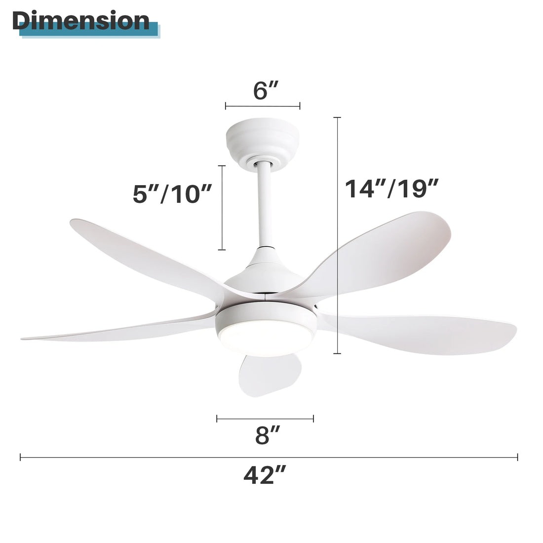 Sofucor 42-Inch Ceiling Fan with Light – Modern Design, DC Motor, 6-Speed with Remote Control