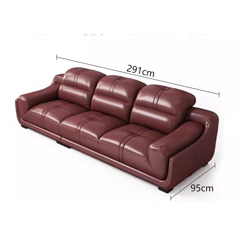 MANBAS Premium Italian Genuine Leather Sectional Sofa Set with Adjustable Headrests