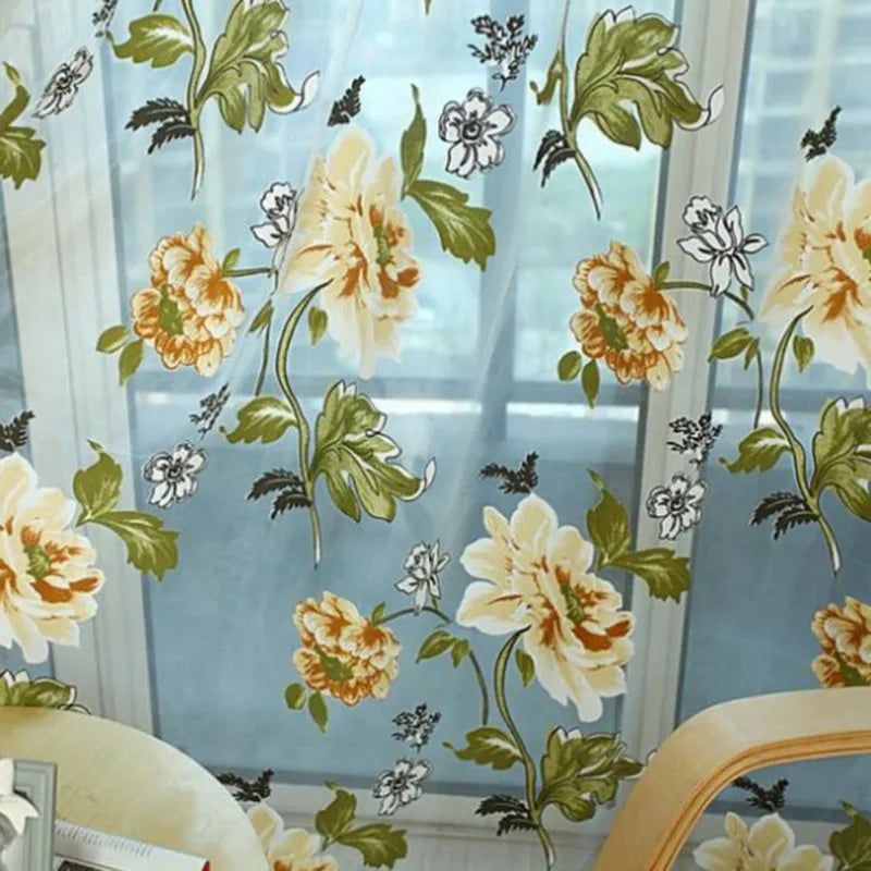 Tulle Curtains with Flower Pattern – Elegant Sheer Curtains for Living Room and Kitchen