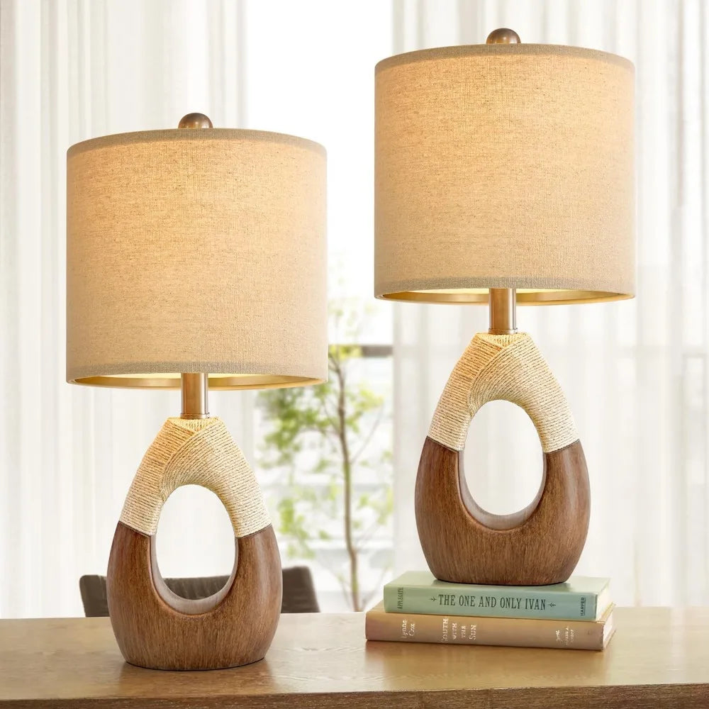 OYEARS Boho Table Lamps – Set of 2 for Rustic Elegance