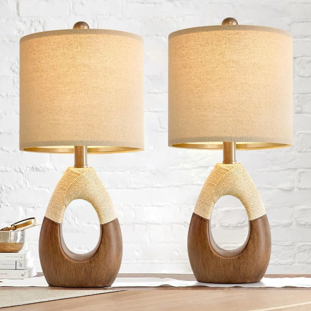 OYEARS Boho Table Lamps – Set of 2 for Rustic Elegance