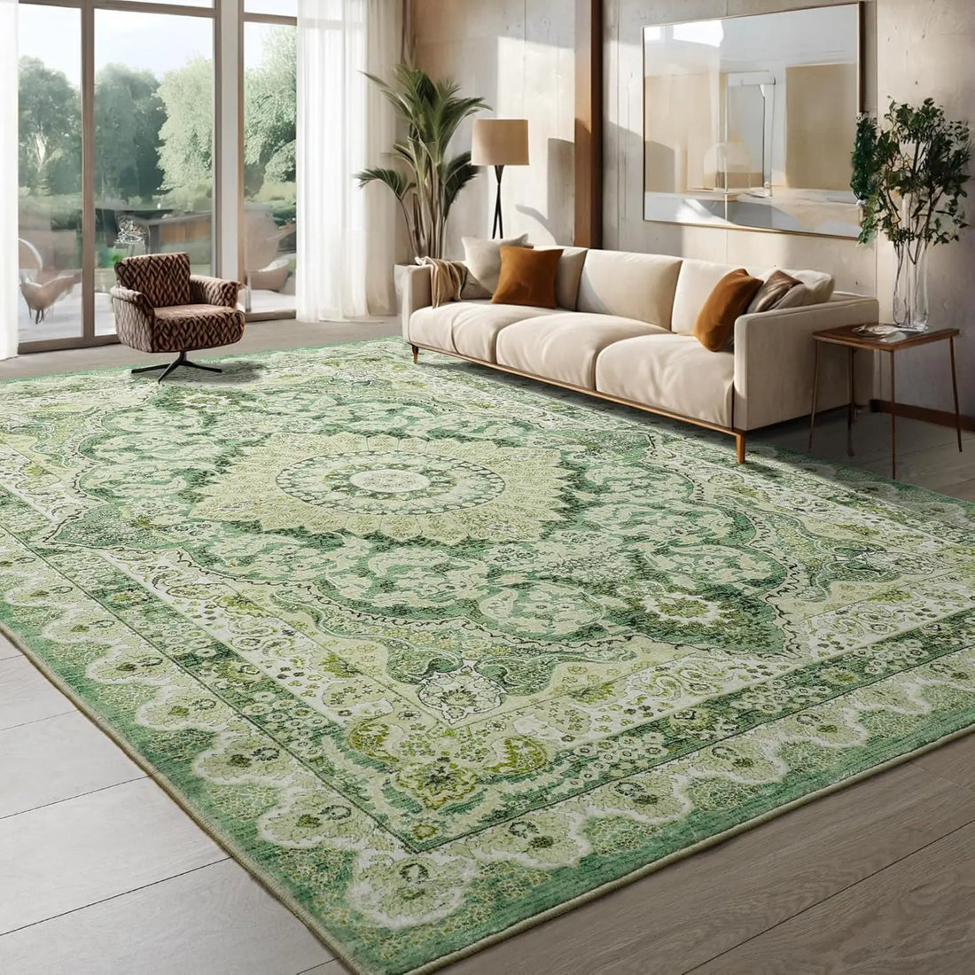 Noahas Machine Washable Vintage Area Rug - Perfect for Living Rooms