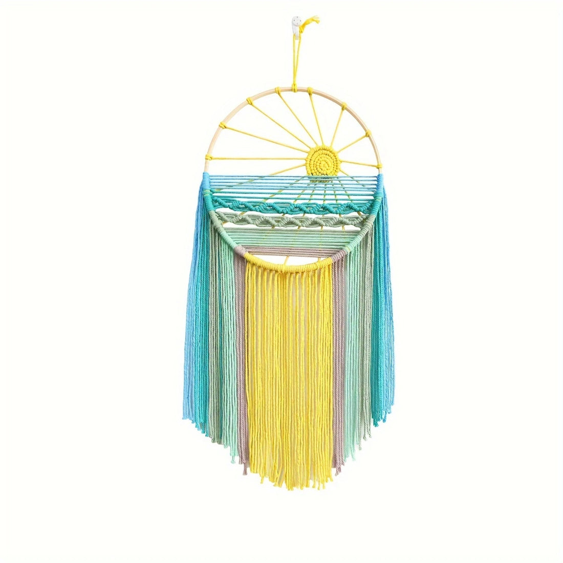 Bohemian Sunrise & Sunset Wall Hanging - Handwoven Cotton Tapestry with Decorative Tassels