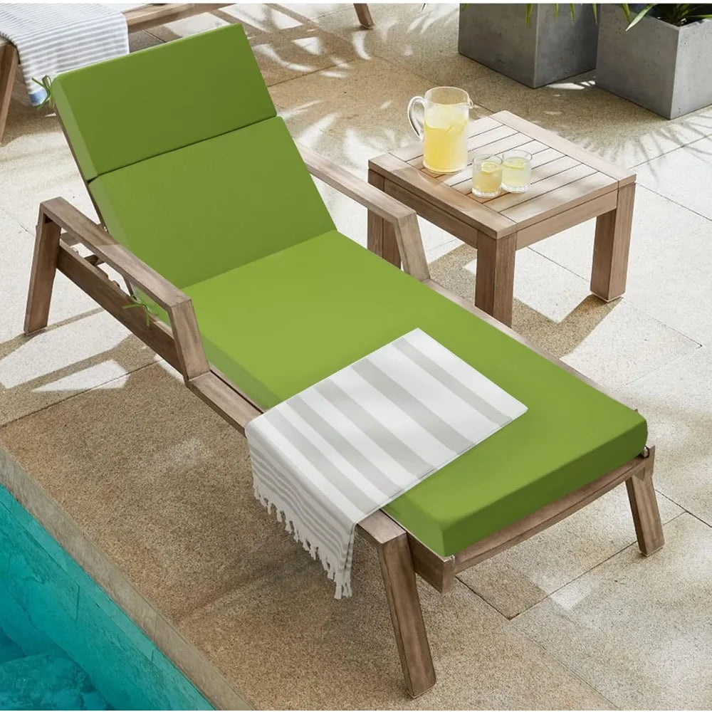 Outdoor Chaise Lounge Cushion – Waterproof Patio Chair Cushion (72in L x 21in W x 3in D) for Lawn & Poolside Furniture